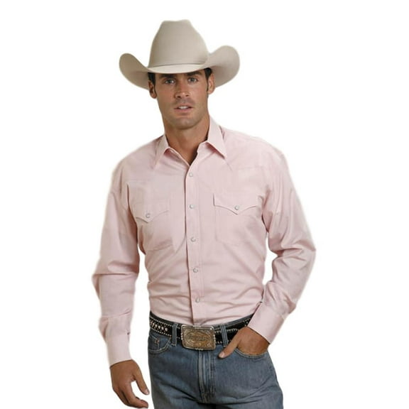 Stetson Western Shirt Mens L/S Snap XL Pink 11-001-0465-0040 PI