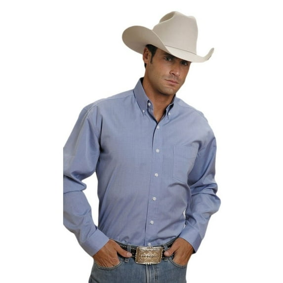 Stetson Western Shirt Mens L/S Solid Button Blue 11-001-0566-0041 BU