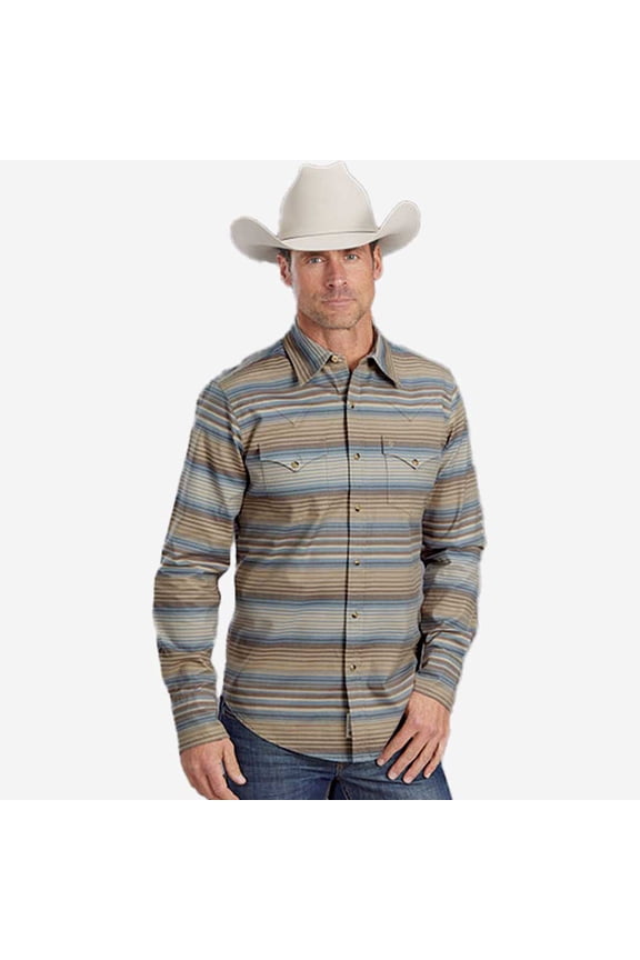 Western Shirt Mens L/S Stripe XL Brown 11-001-0476-0740 BR