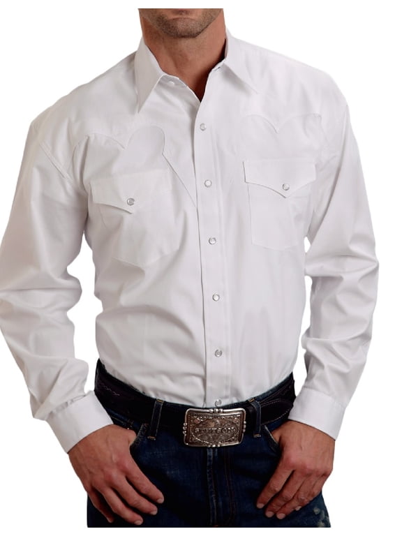 Western Shirt Mens Snap Solid L/S White 11-001-0465-9354 WH