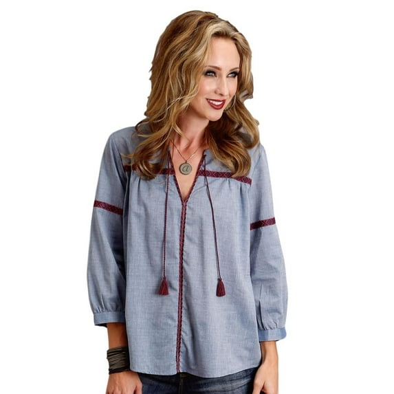 Stetson Western Shirt Womens 3/4 Sleeve M Yellow 11-050-0565-0516 BU