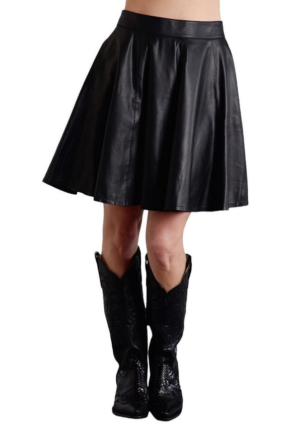 Western Skirt Womens Leather Circle Black 11-060-0539-0647 BL