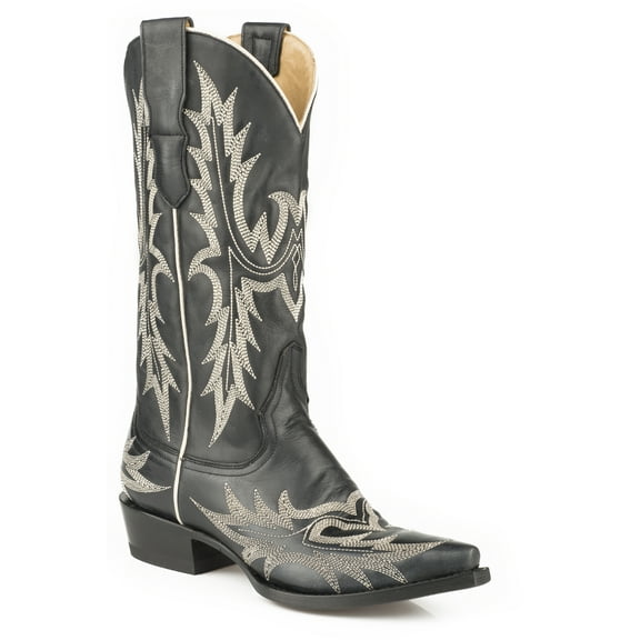 Stetson Women's Tina Flame Pita Embroidery Western Boot Snip Toe - 12-021-6105-1003 BL 8 1/2 M  US