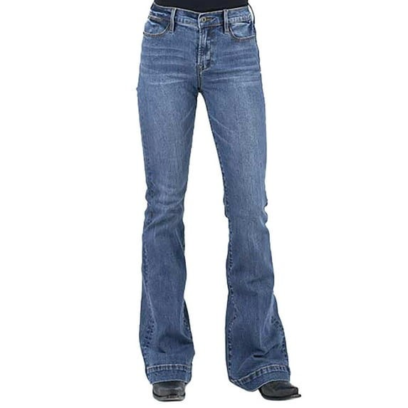 Stetson Womens 11-054-0921-2400 921 High Rise Flare Fit Jeans 4 R Denim