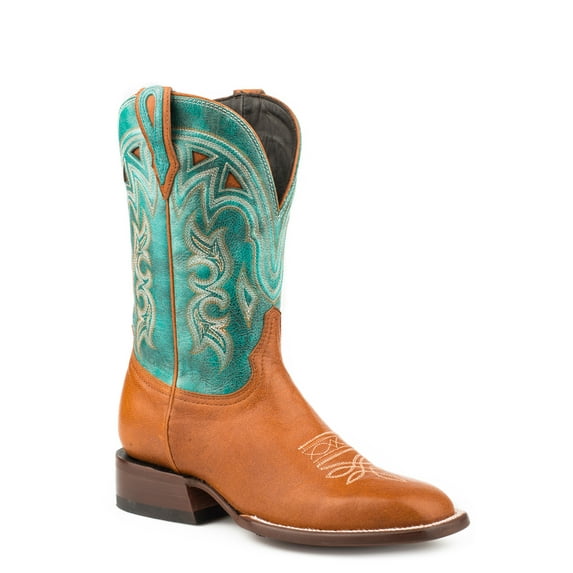 Stetson Womens Honey/Turquoise Leather 11In Jbs Cowboy Boots 8.5