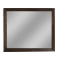 thumbnail image 1 of Steve 51 Inch Modern Rectangular Wall Mirror, Glossy Pine Wood Frame, Brown, 1 of 2