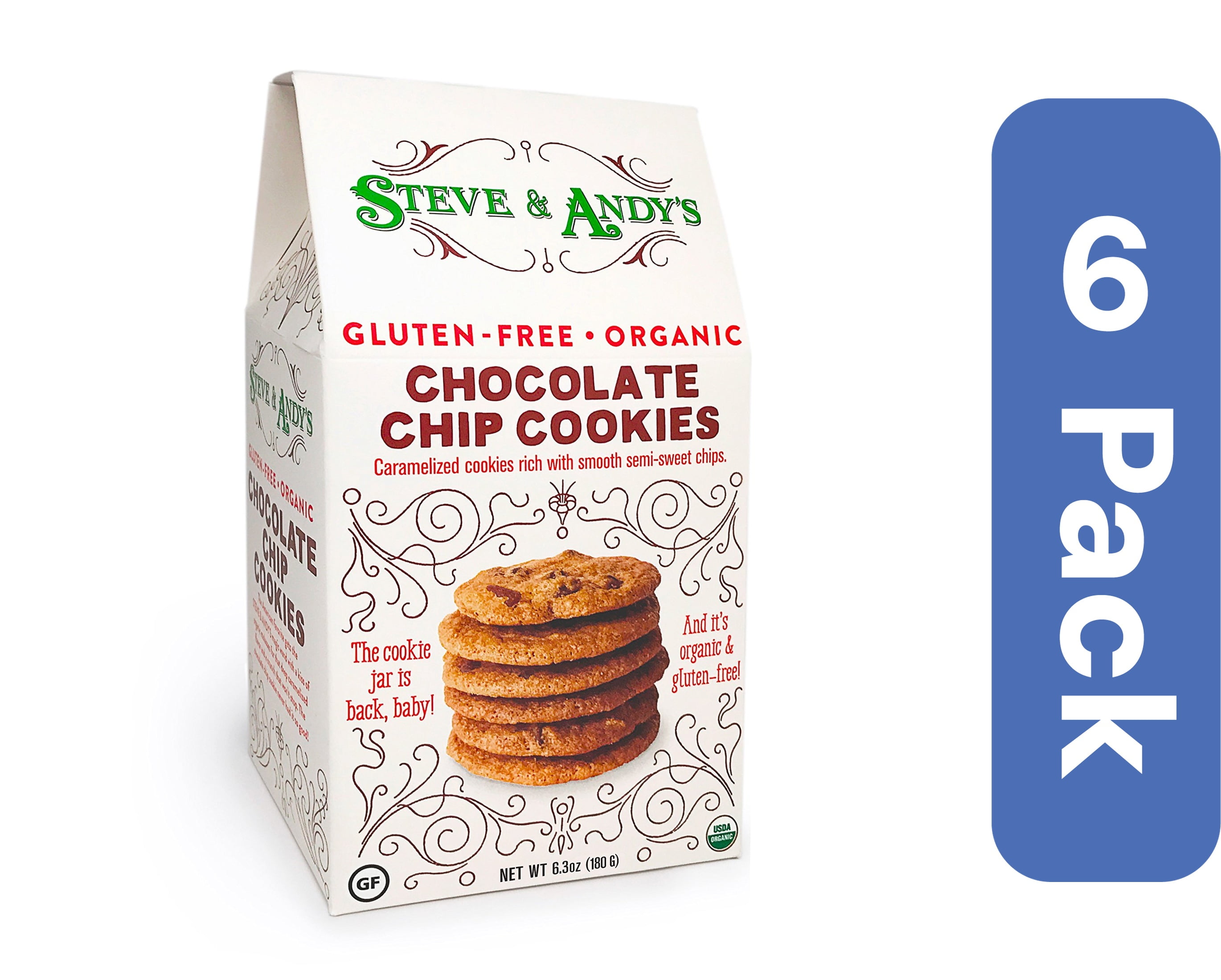 Steve & Andy's Organics Cookies Chocolate Chip Organic 6.3 oz (Pack Of 6)