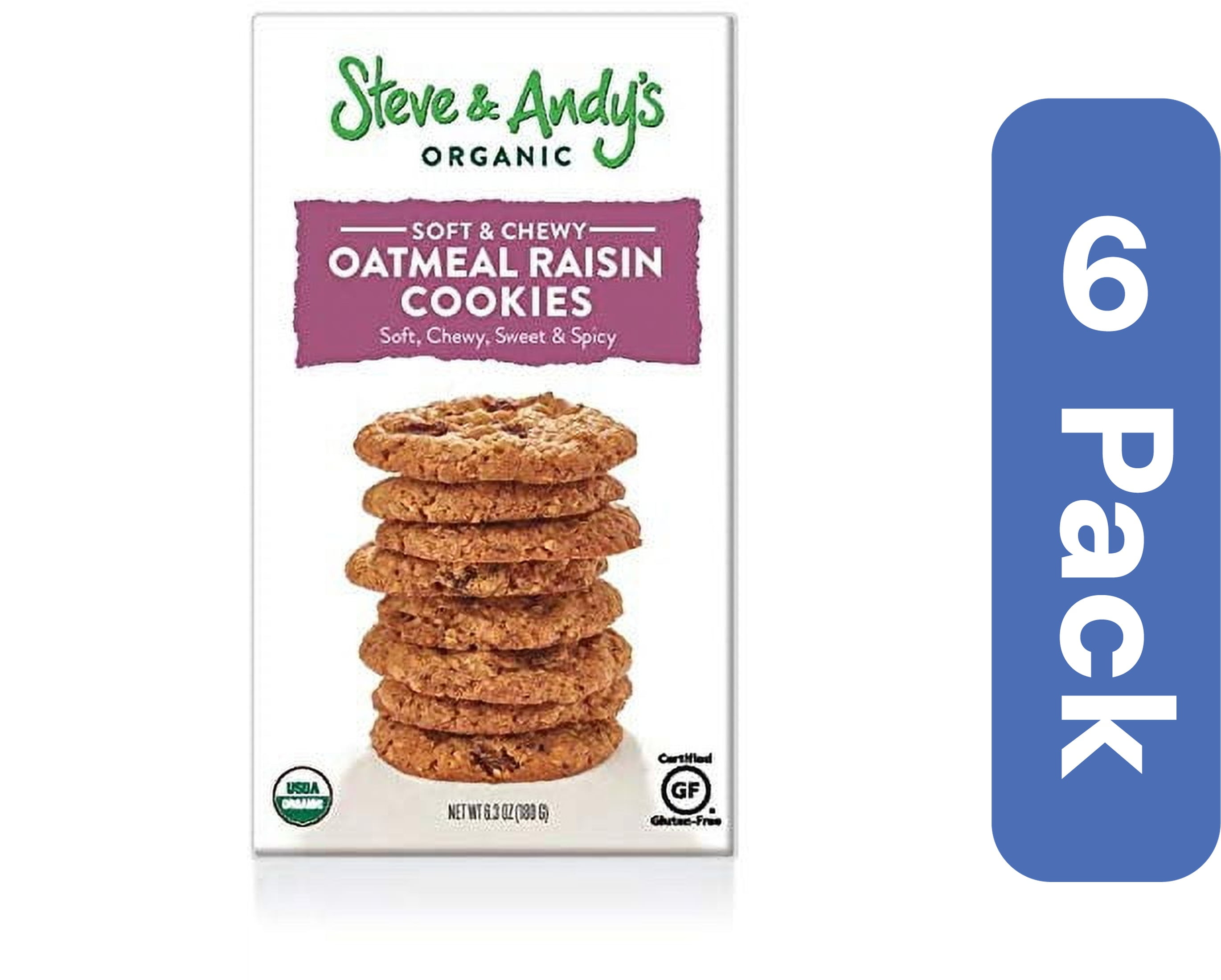 Steve & Andy's Organics Cookies Oatmeal Raisin Organic 6.3 oz (Pack Of 6)