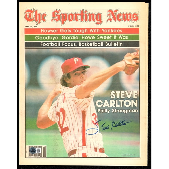 Steve Carlton Autographed Sporting News Cover Philadelphia Phillies Beckett BAS QR #BM37801