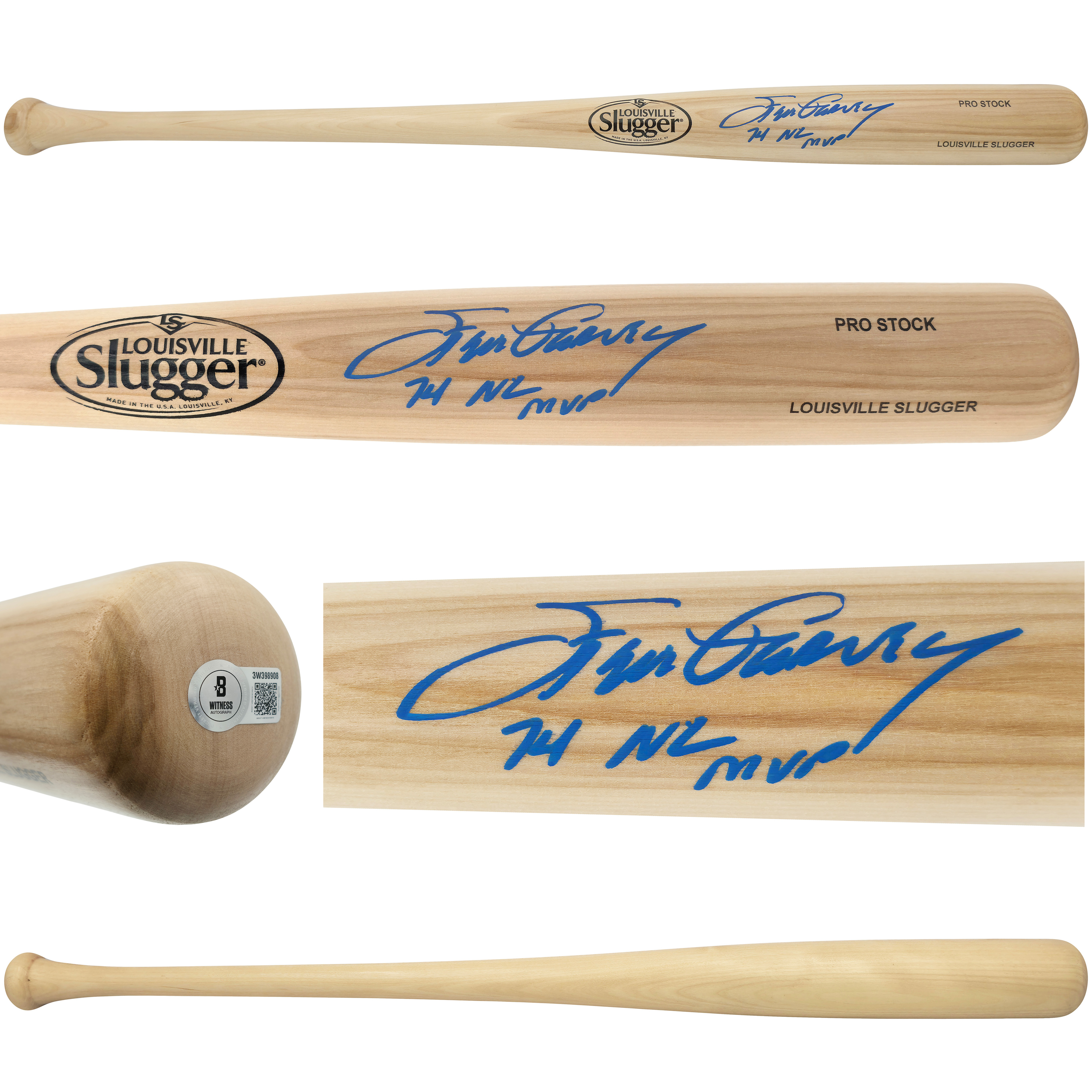 Steve Garvey Autographed Blonde Louisville Slugger Pro Stock Baseball Bat Los Angeles Dodgers "1974 NL MVP" Beckett BAS Witness 252592