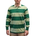 thumbnail image 1 of Steve Green Striped Long Sleeve Polo Shirt - Mens XL, 1 of 8