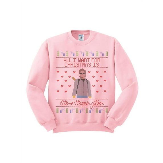 Steve Harrington Christmas Sweatshirt Large Pink