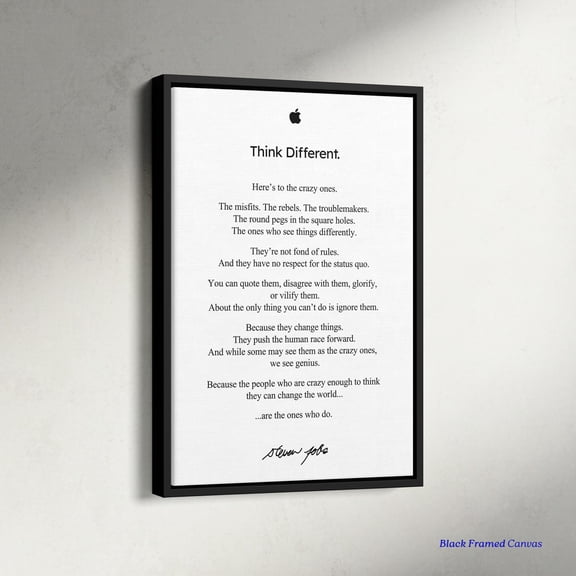 Steve Jobs Quote Print, Apple Think Different Poster Vintage Style Wall Decor, Poster Only