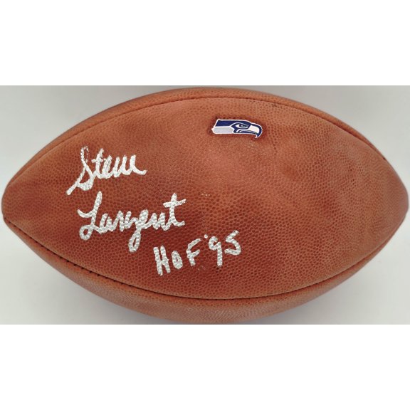 Steve Largent Autographed Official NFL Leather Football Seattle Seahawks "HOF 95" MCS Holo #102017