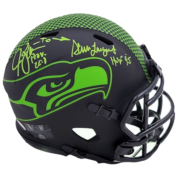 Steve Largent & Jim Zorn Autographed Seattle Seahawks Eclipse Black Speed Mini Helmet MCS Holo 211064