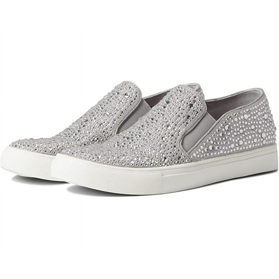 Steve Madden Adela Rhinestone Detailed Rounded Toe Slip On Sneakers (Rhinestone, 8)