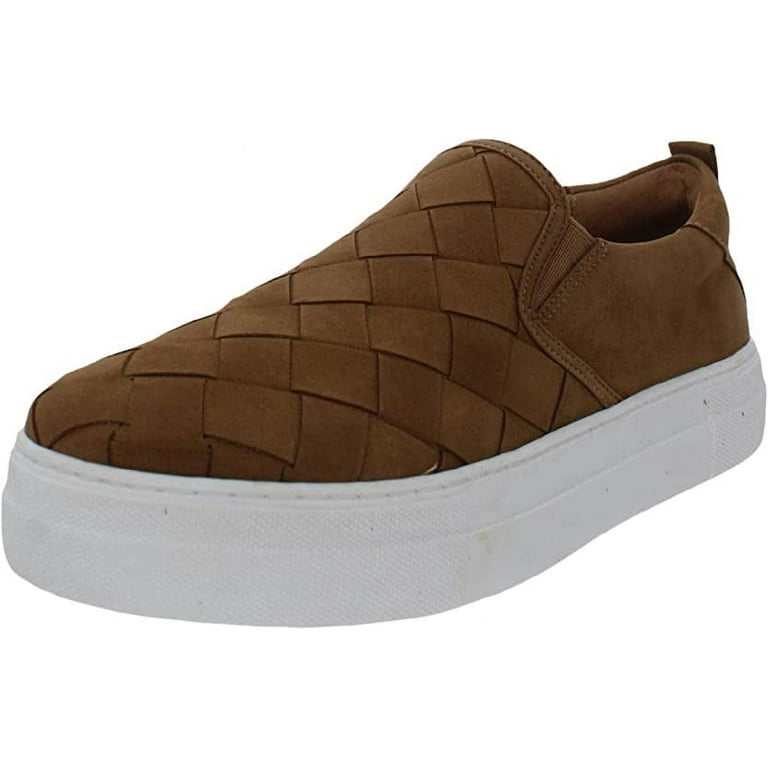 Steve Madden Aldene Tan Nubuck Slip On Rounded Closed Toe Woven