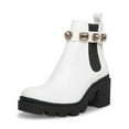 thumbnail image 1 of Steve Madden Amulet White Gold Stone Fashion Chelsea Platform Block Heel Boots (WHITE, 8), 1 of 9