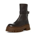 thumbnail image 1 of Steve Madden Ankle Boot Everly Brown Leather Lugged Sole Ankle Combat Boots (Brown Leather, 5.5), 1 of 7