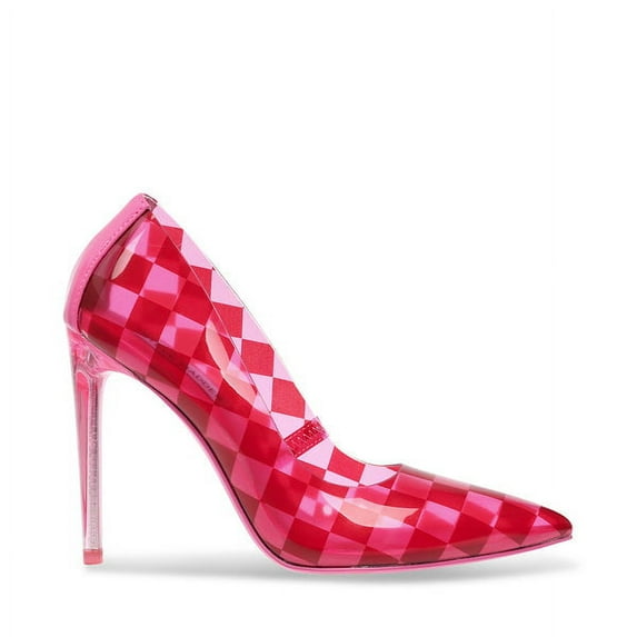 Steve Madden Atlanta Pink Multi Slip On Pointed Toe Checkered Detailed Pumps