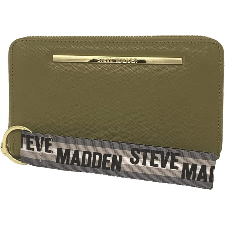 STEVE MADDEN 財布 Steve Madden Orange Saffiano Leather Zip-Around Wallet Wristlet