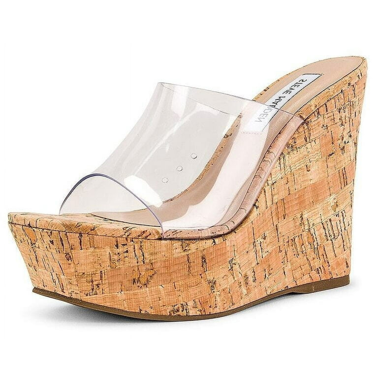 Steve Madden Barona Clear Slip On Open Squared Toe Wedges