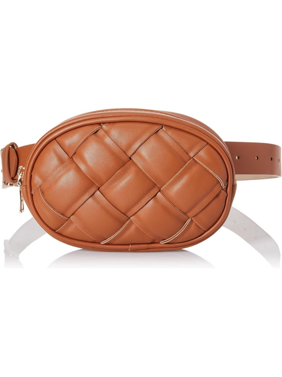 Basket Weave Belt Bag, Cognac Medium