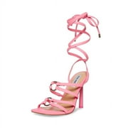 Steve Madden Bella Pink Open Toe Stiletto Heel Detailed Lace Up Fashion Heels (Pink, 11)