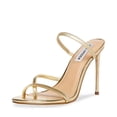 thumbnail image 1 of Steve Madden Bellezza Gold Ankle Strap Rounded Open Toe Heeled Mule Sandal (Gold, 8.5), 1 of 5