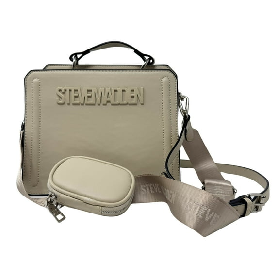 Steve Madden Bevelyn Small Satchel Bag Purse (Off White)