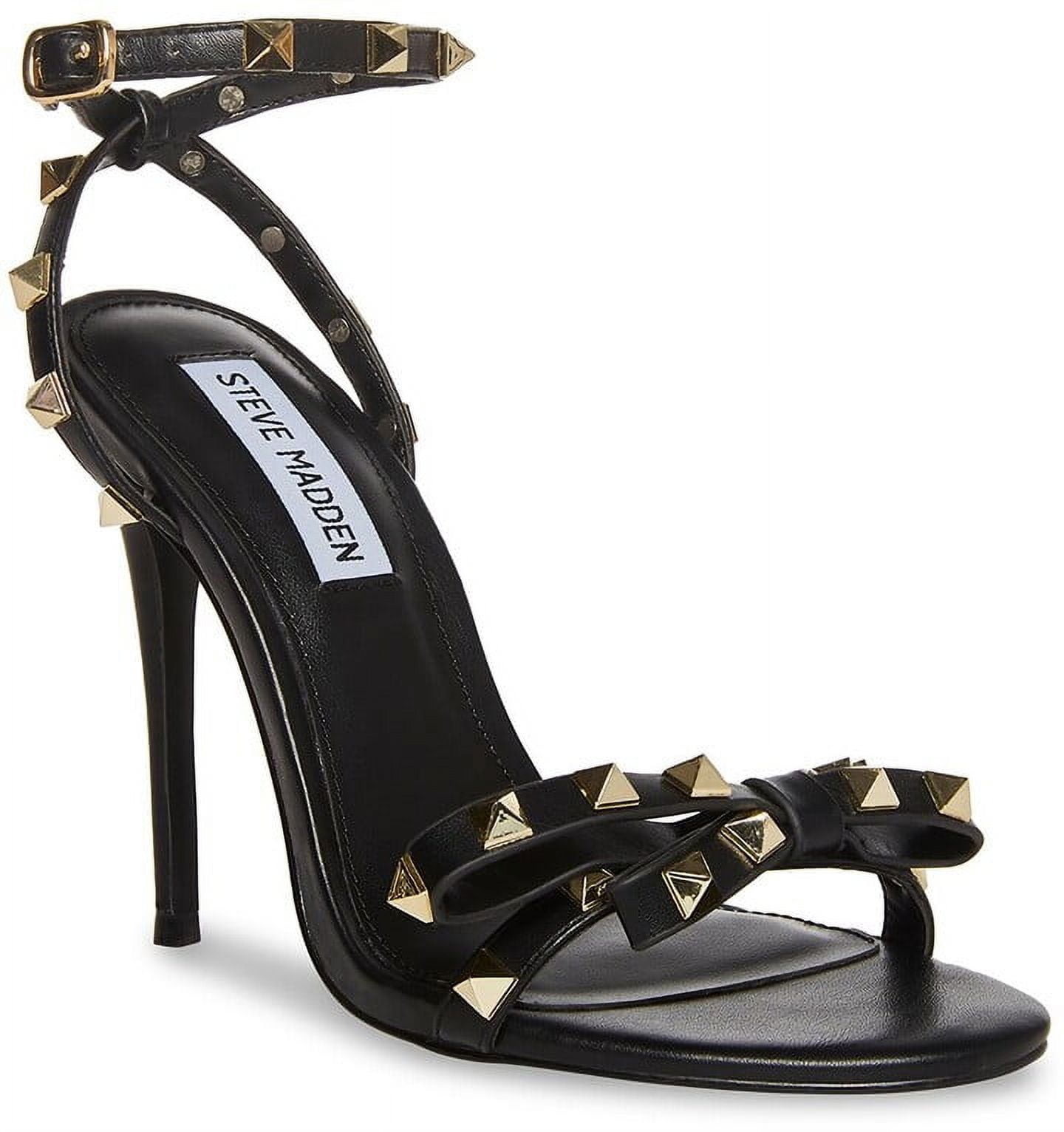 Steve Madden Bradshaw-S Black Gold Spike Heeled Sandals OPen Toe