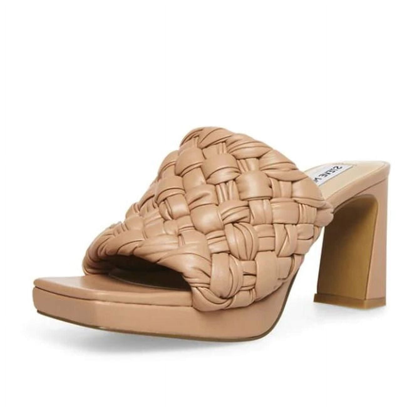 Steve Madden Braid Nude Fashiion Slip On Block Mid Heel Open