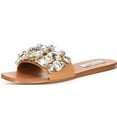 thumbnail image 1 of Steve Madden Brionna Jeweled Rhinestone Open Toe Flat Slide Mule Sandals (RHINESTONE, 10), 1 of 5