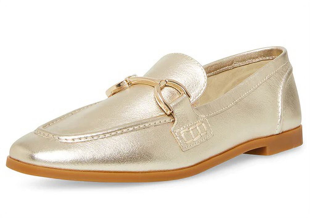 Steve Madden Carrine Gold Leather Slip On Almond Toe Flat Dress