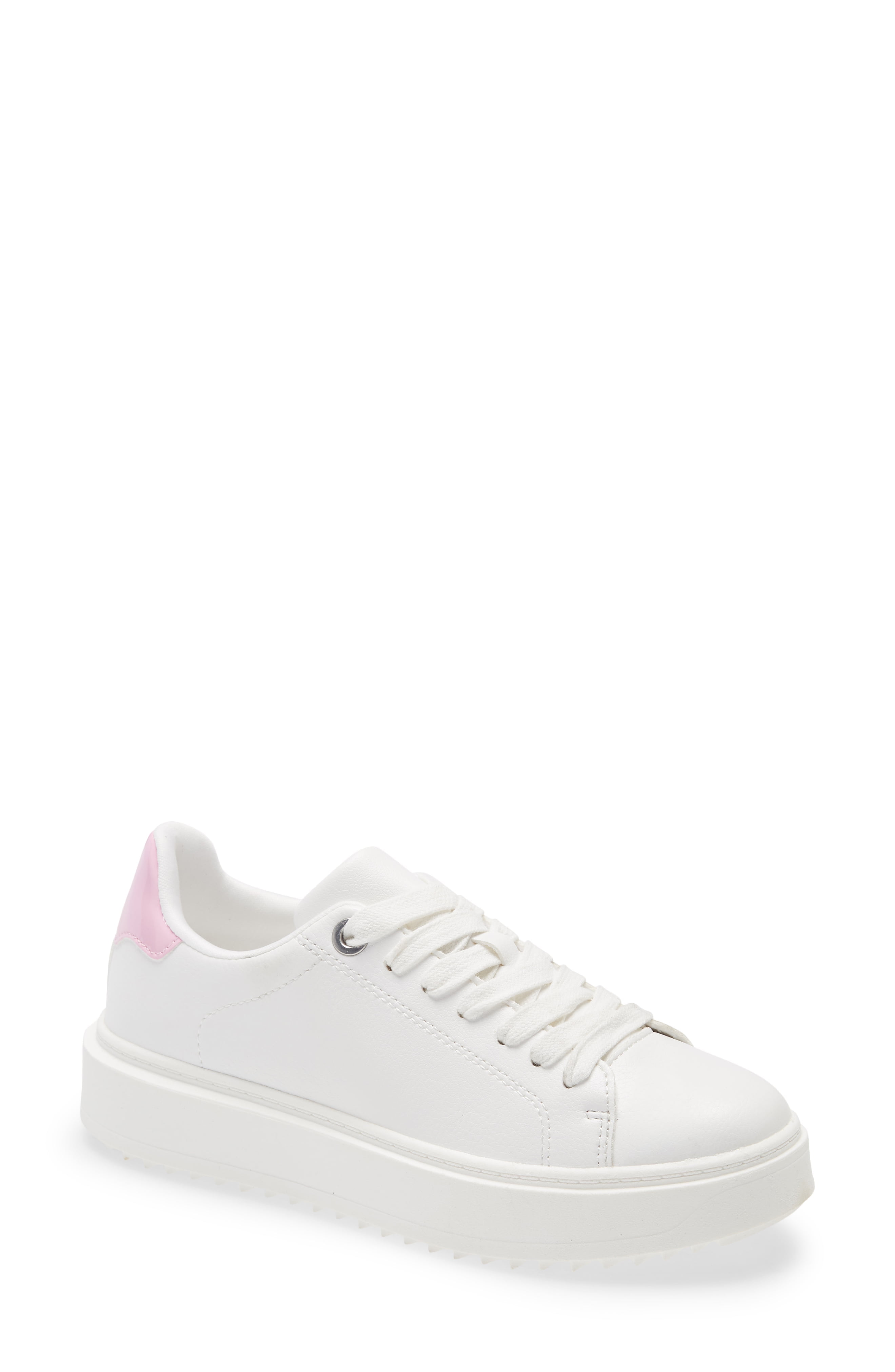 Steve Madden Charlie Platform Sneaker in White/Pink at Nordstrom, Size ...