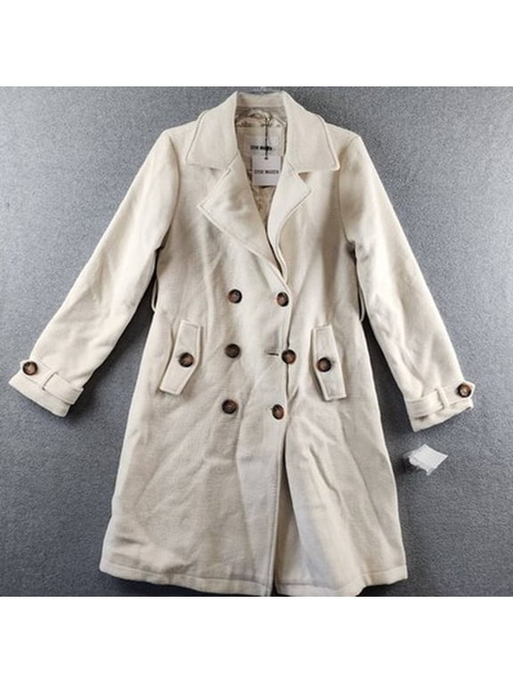 Double-Breasted Trench Coat Women's M Cream Button Closure L/S