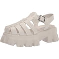 thumbnail image 1 of Steve Madden Echo White Ankle Strap Chunky Platform Block Heel Fisherman Sandals (White, 6), 1 of 6