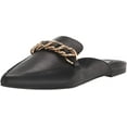 thumbnail image 1 of Steve Madden Faine Black Leather Pointed Toe Slip On Chain Detail Flat Mules (Black Leather, 9), 1 of 9