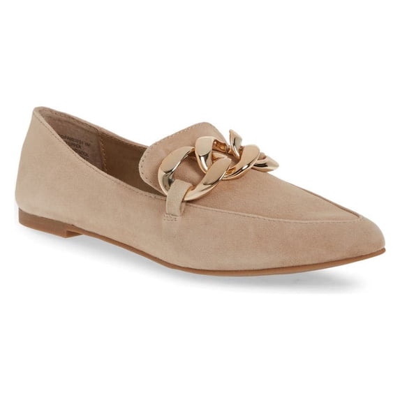 Steve Madden Famed Pointed Closed Toe Slip-On Loafer Flat Tan Suede (Tan Suede, 5.5)