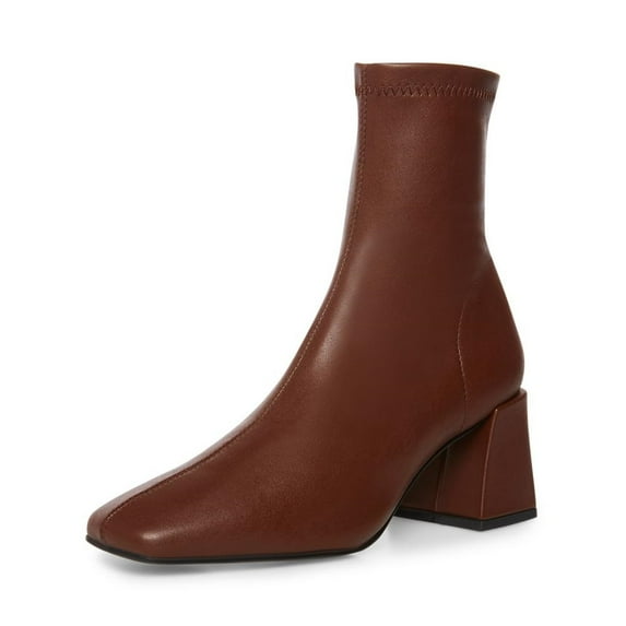 Steve Madden Gallagher Brown Zipper Closure Rounded Toe Classy Ankle Boots (Brown, 6)
