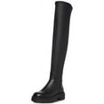 thumbnail image 1 of Steve Madden Gibbs Block Heel Rounded Toe Over the Knee Leather Fashion Boots (Black, 6.5), 1 of 2
