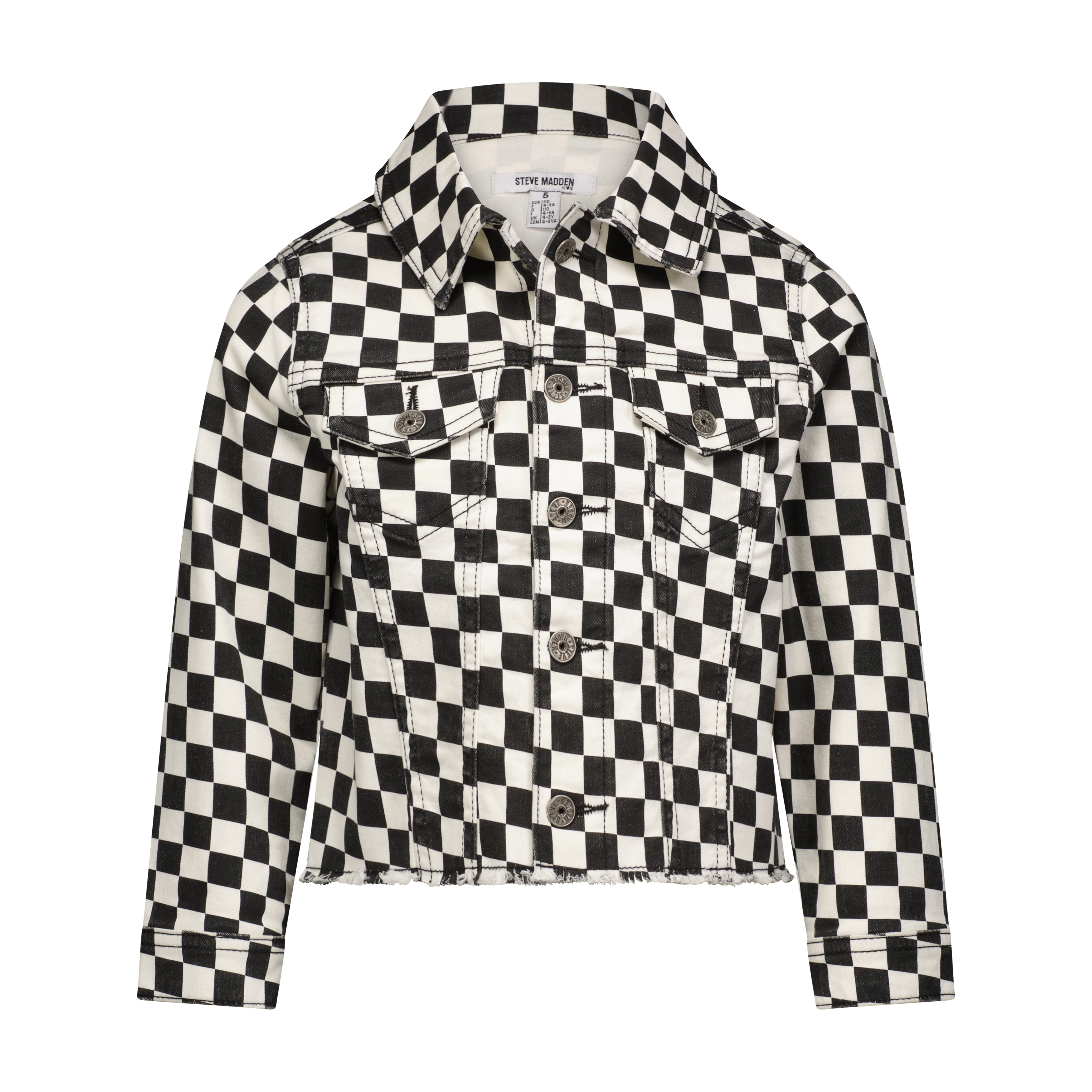 Steve Madden Girls Checkerboard Denim Jacket, Sizes 7-16 - Walmart.com