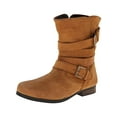 thumbnail image 1 of Steve Madden Girls Jbrewzer Leather Ankle Booties Brown 2 Medium (B,M), 1 of 4