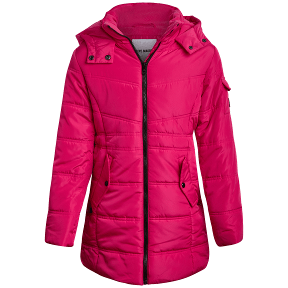 Steve Madden Girls Puffer Jacket - Insulated Long Length Parka Quilted Winter Jacket for Girls (Size: 4-16)