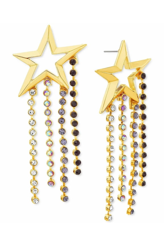 Gold-Tone Multicolor Crystal Cutout Star Statement Earrings