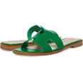 thumbnail image 1 of Steve Madden Hadyn Green Leather Cut-Out Slip On Open Toe Flat Slides Sandals, 1 of 4