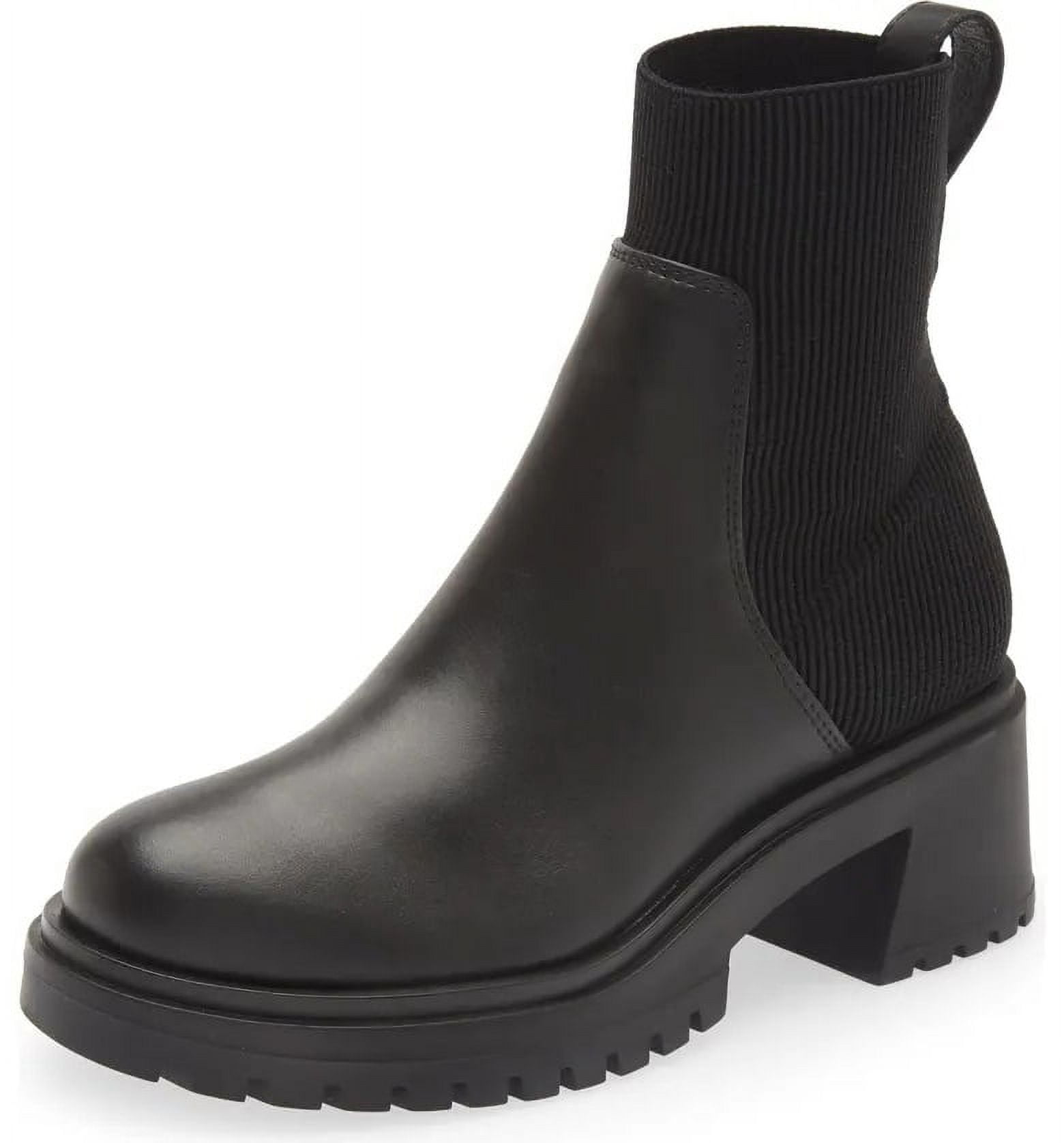 Steve Madden Holley Black Chunky Block Heel Rounded Toe Pull  display picture 2