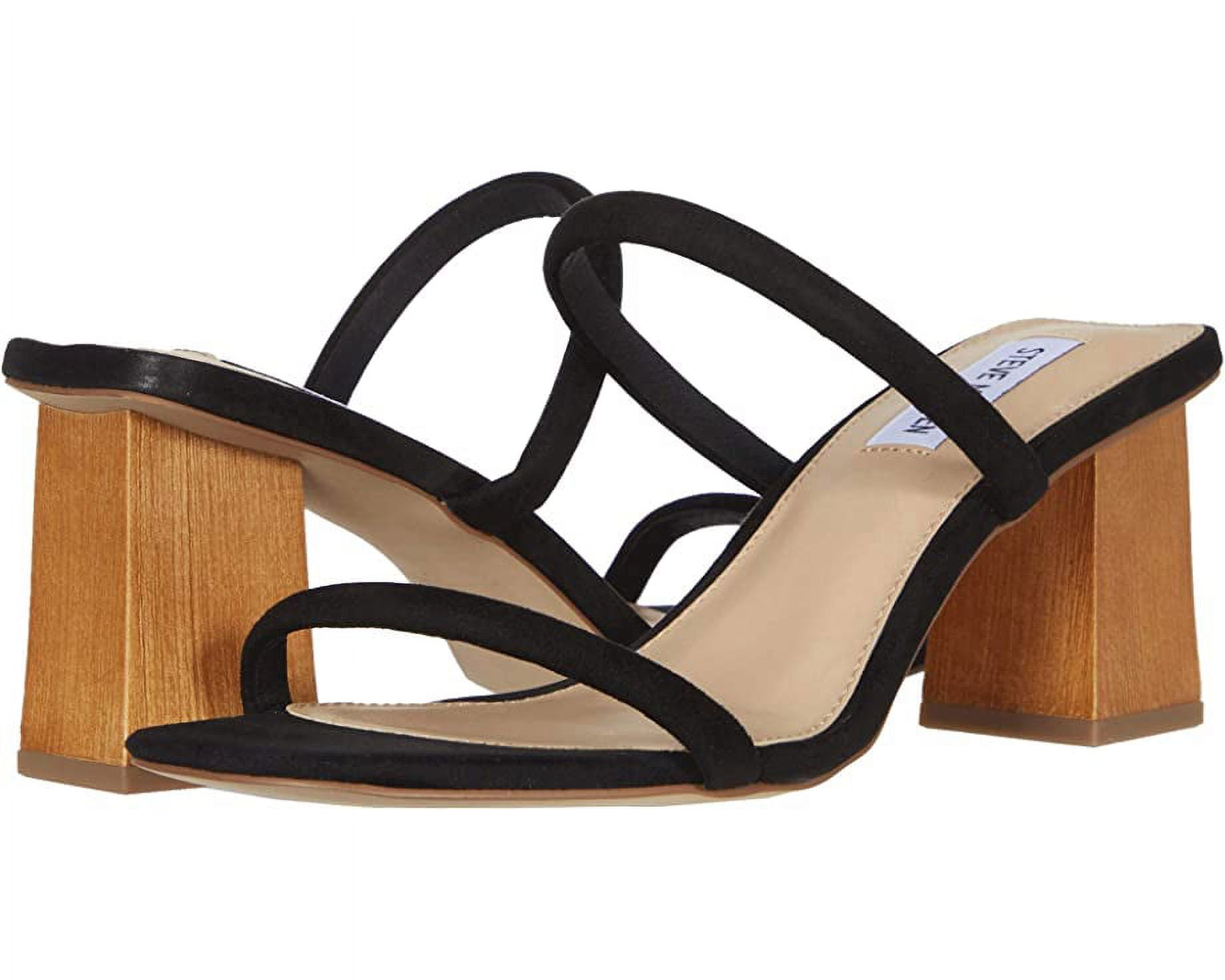 Steve Madden Honey Black Slip On Rounded Toe High Wood-Look Block