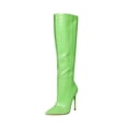 thumbnail image 1 of Steve Madden Idina Green Crocodile Stiletto Knee High Heel Pointed Toe Boots (Green Crocodile, 9.5), 1 of 9