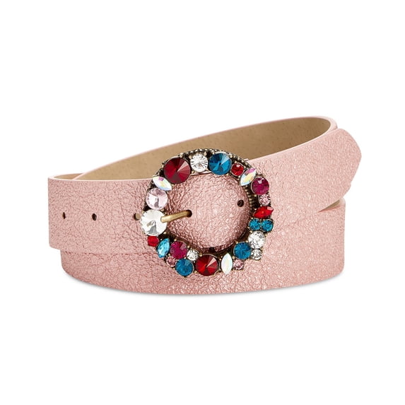 Steve Madden Imitation Pearl & Rhinestone Belt, Metallic/Bright Pink, Small